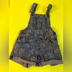 Billabong Short Overalls paisley denim; Girls Small runs XS